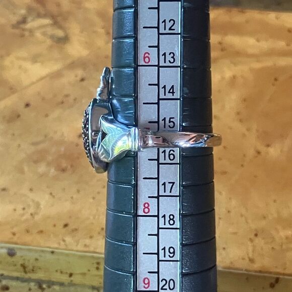 Natural Red Garnet Sterling Silver Claddagh Ring Size 7 - Picture 8 of 9